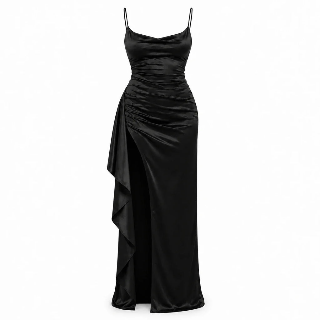 Ruched Slit Maxi Dress WHD0606301