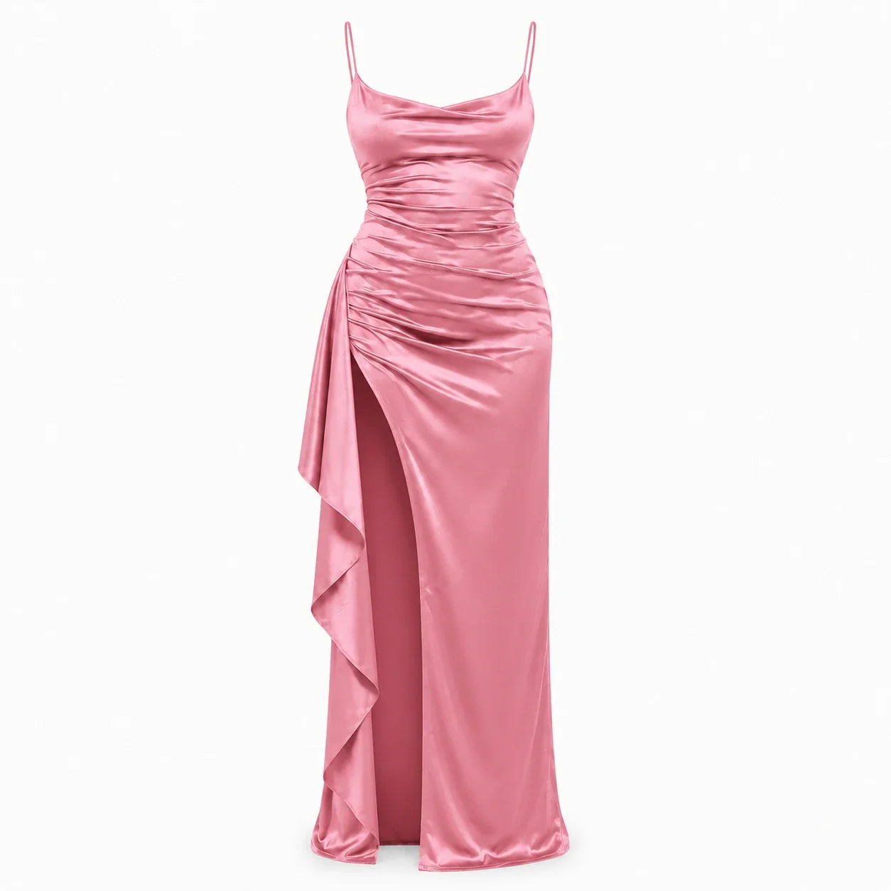 Ruched Slit Maxi Dress WHD0606301