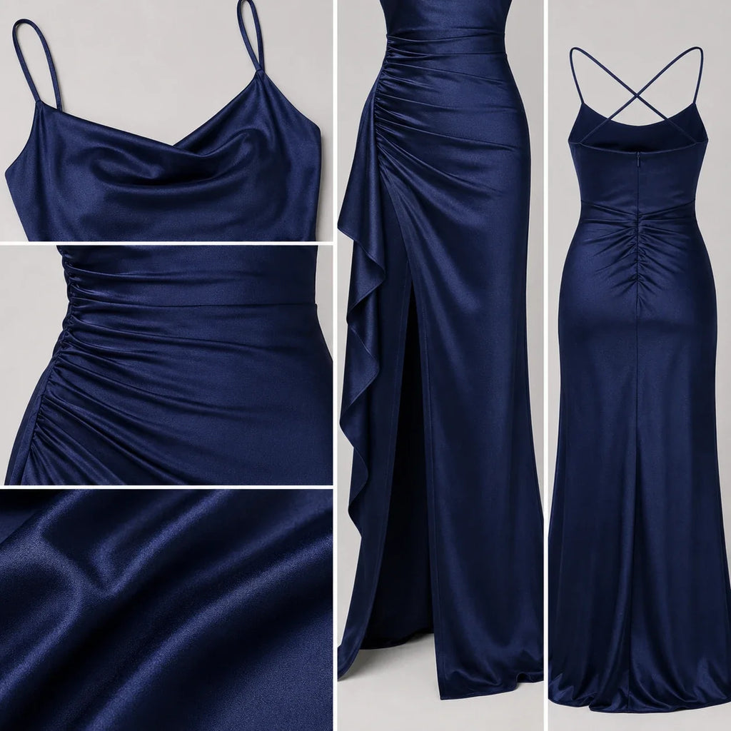 Ruched Slit Maxi Dress WHD0606301