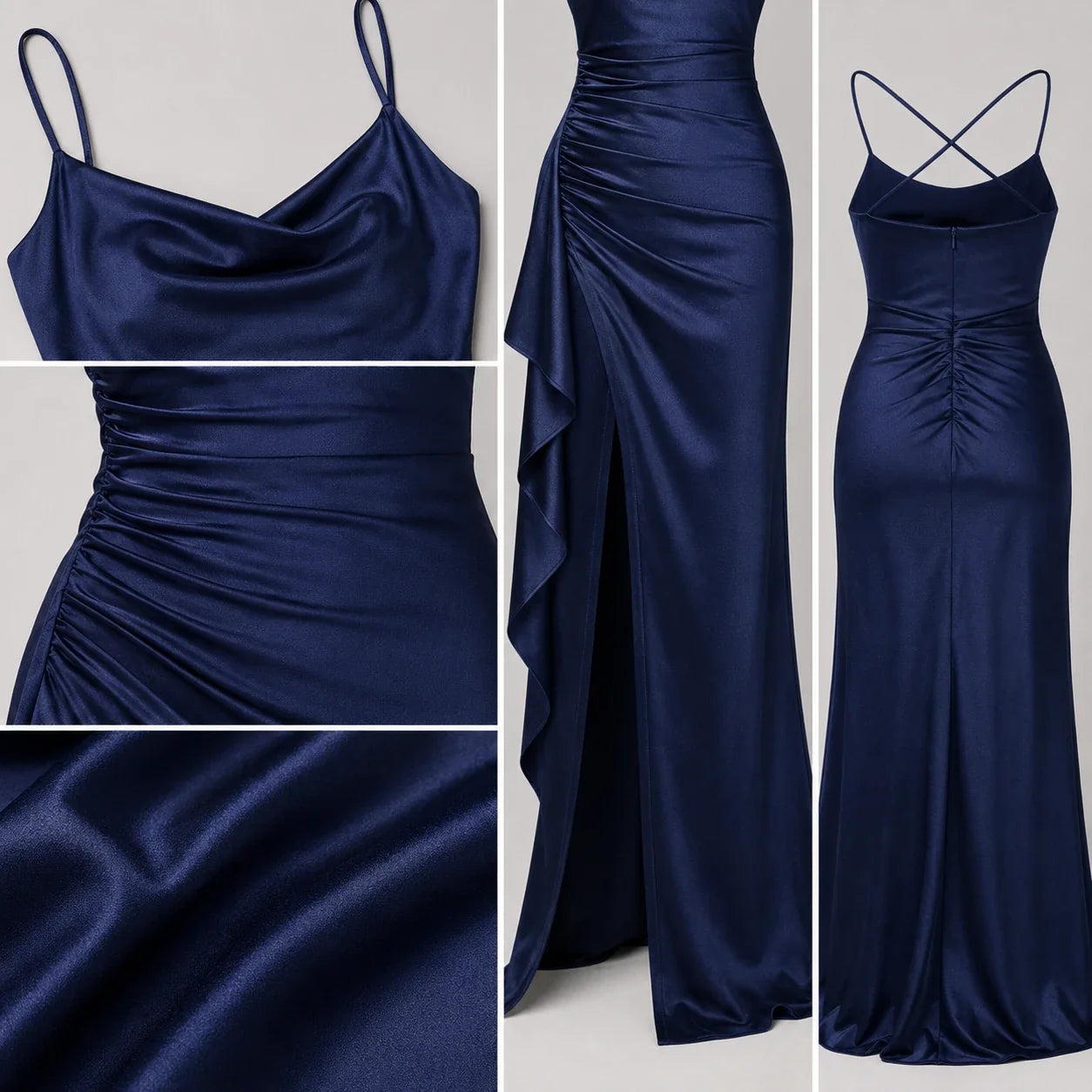 Ruched Slit Maxi Dress WHD0606301