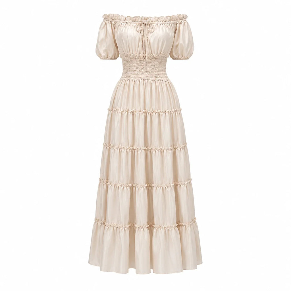 Off-Shoulder Tiered Maxi Dress WHD0606303
