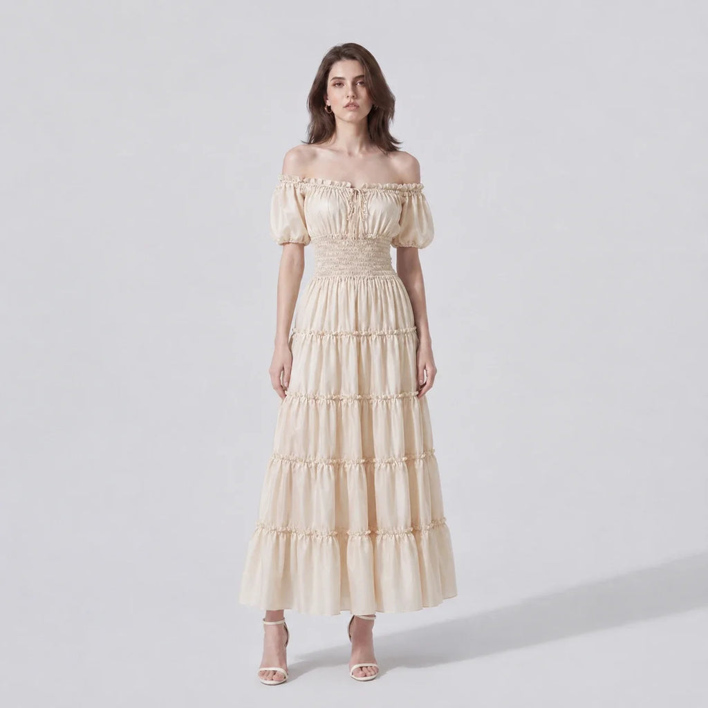 Off-Shoulder Tiered Maxi Dress WHD0606303