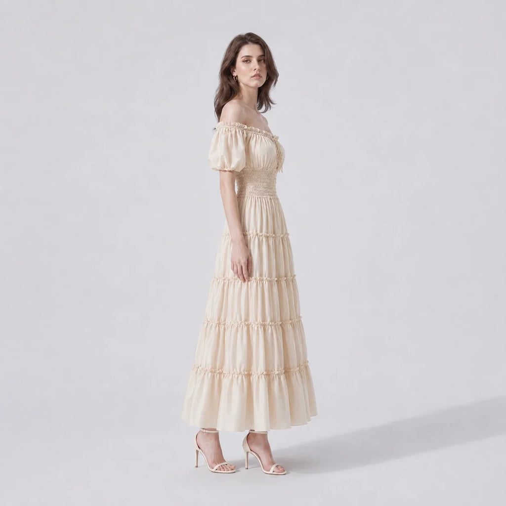 Off-Shoulder Tiered Maxi Dress WHD0606303