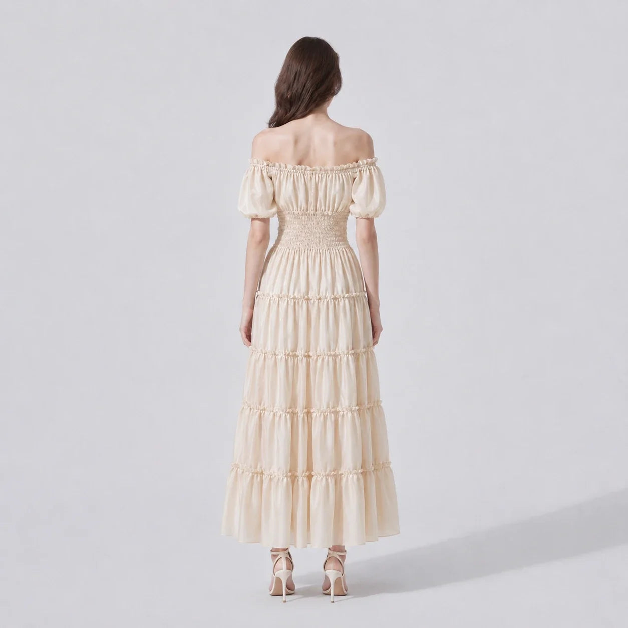 Off-Shoulder Tiered Maxi Dress WHD0606303