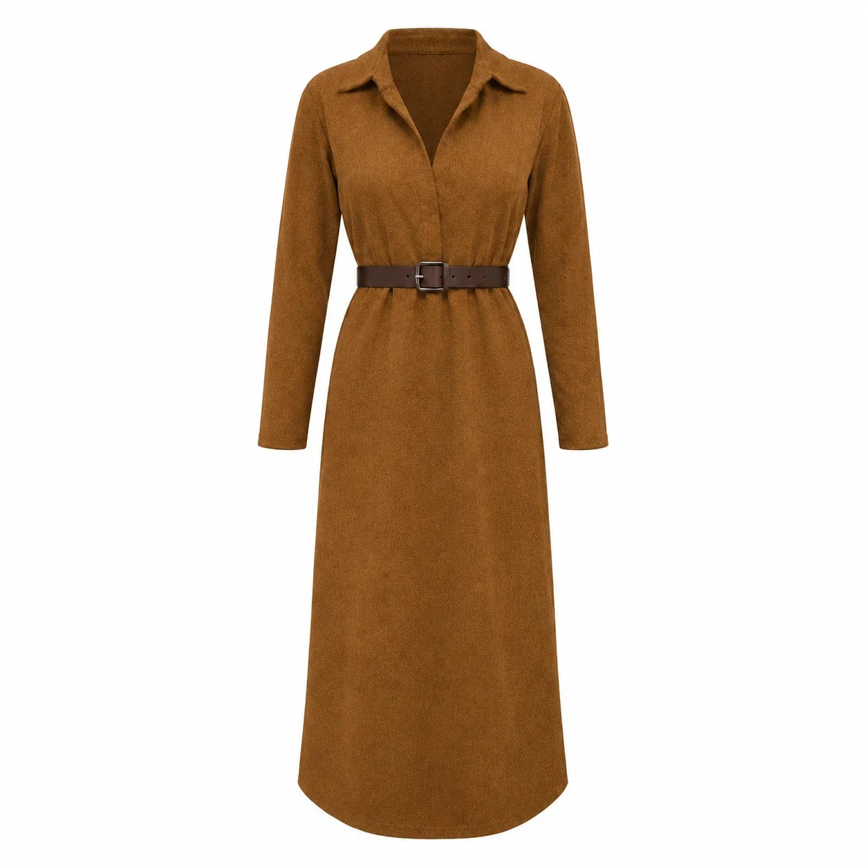 Belted Burgundy Midi Dress WHD0606304