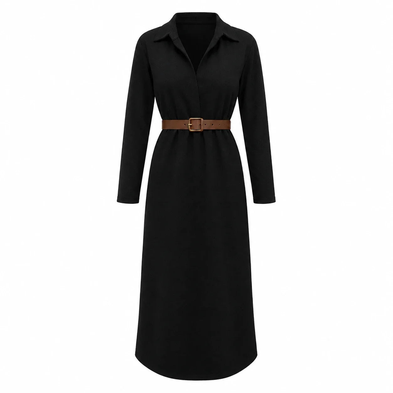 Belted Burgundy Midi Dress WHD0606304
