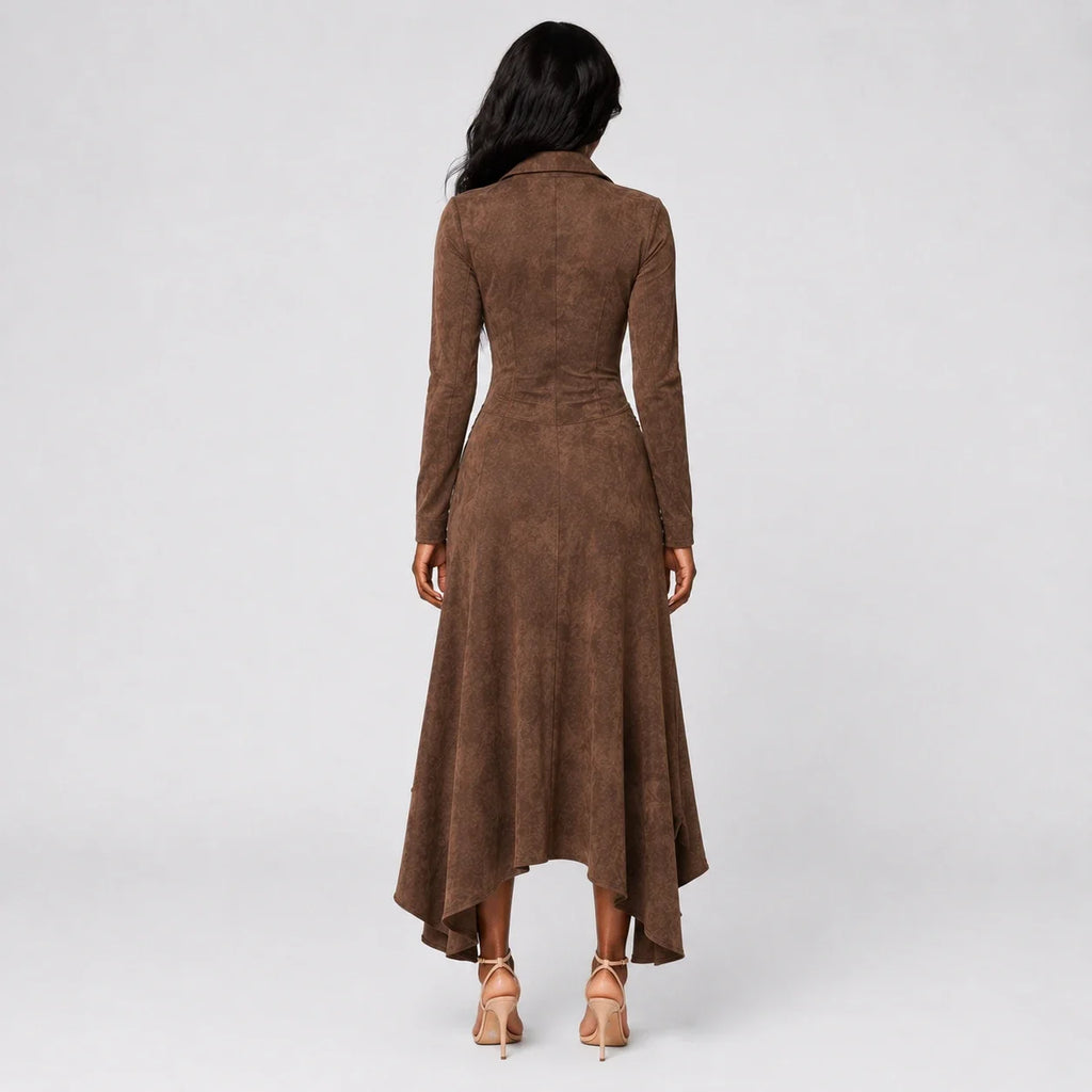 Western Ruffle Slit Maxi Dress WHD0606305