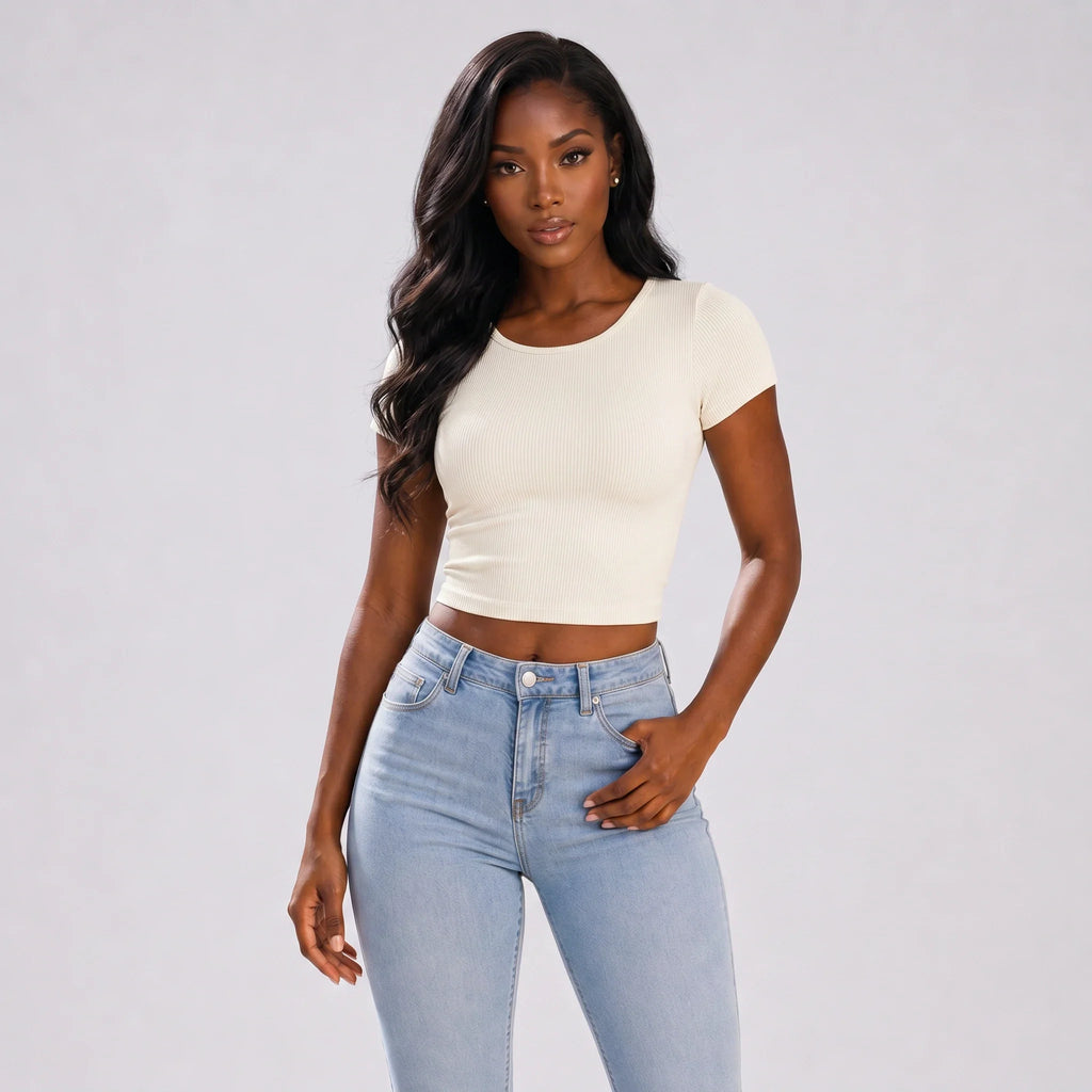 Ribbed Cropped Tee WHD0606317-JYTD001