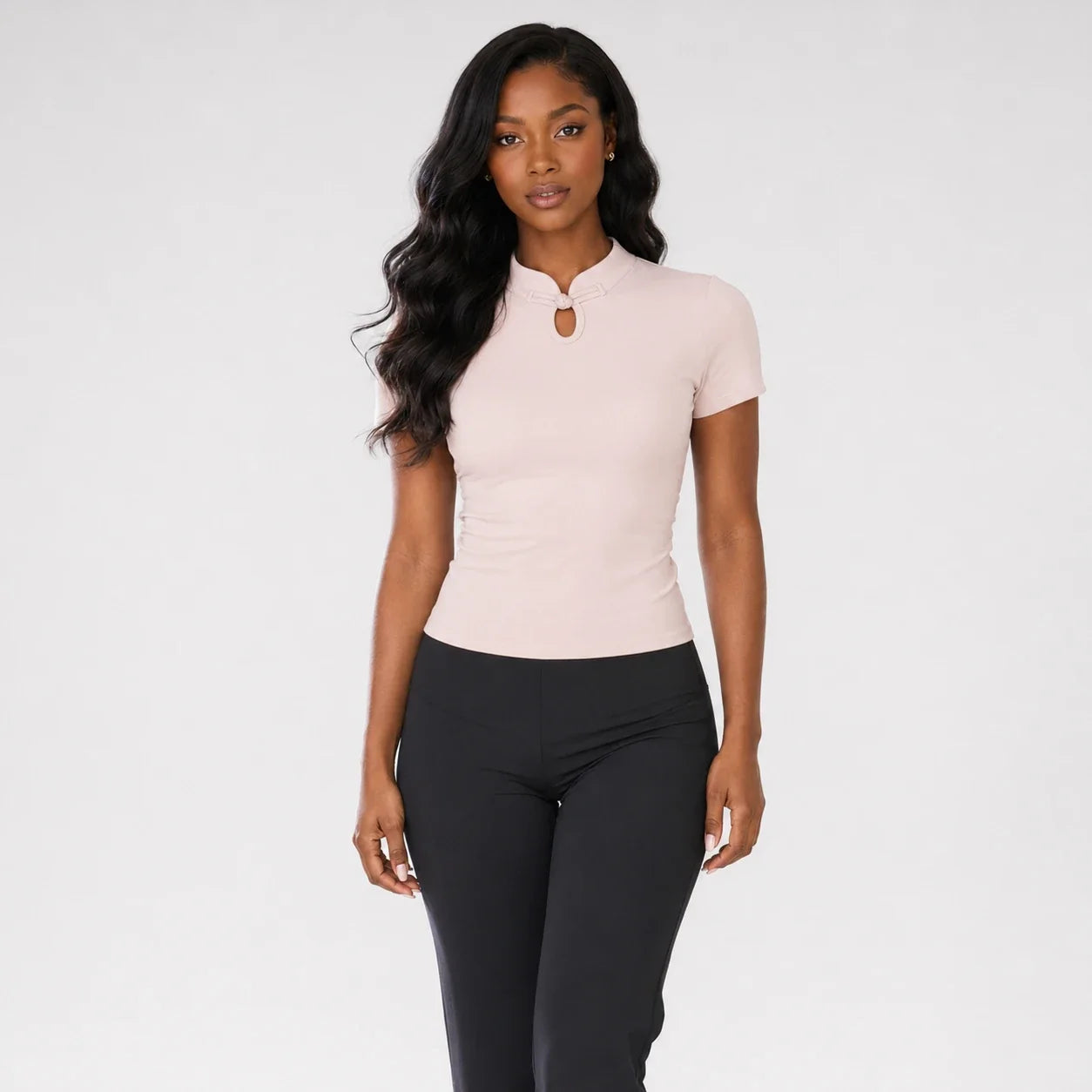 Mandarin Collar Fitted Tee WHD0606318-JYMD102