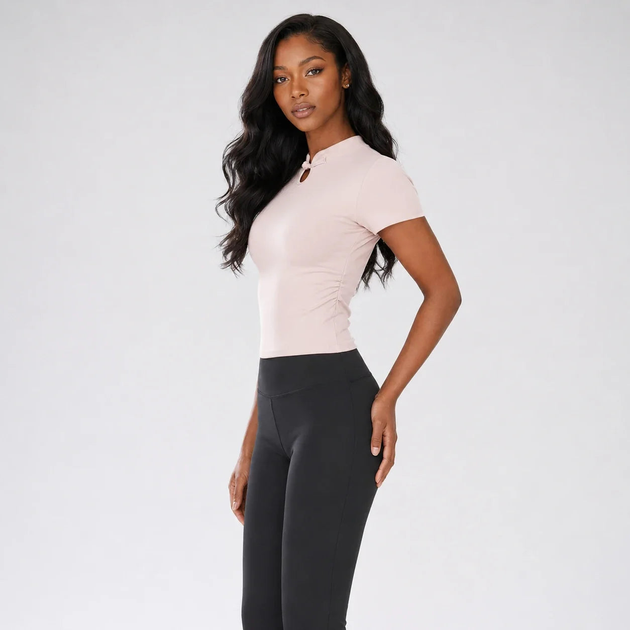 Mandarin Collar Fitted Tee WHD0606318-JYMD102
