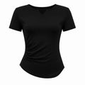 Ruched V-Neck Active Tee WHD0606321-JYMD026