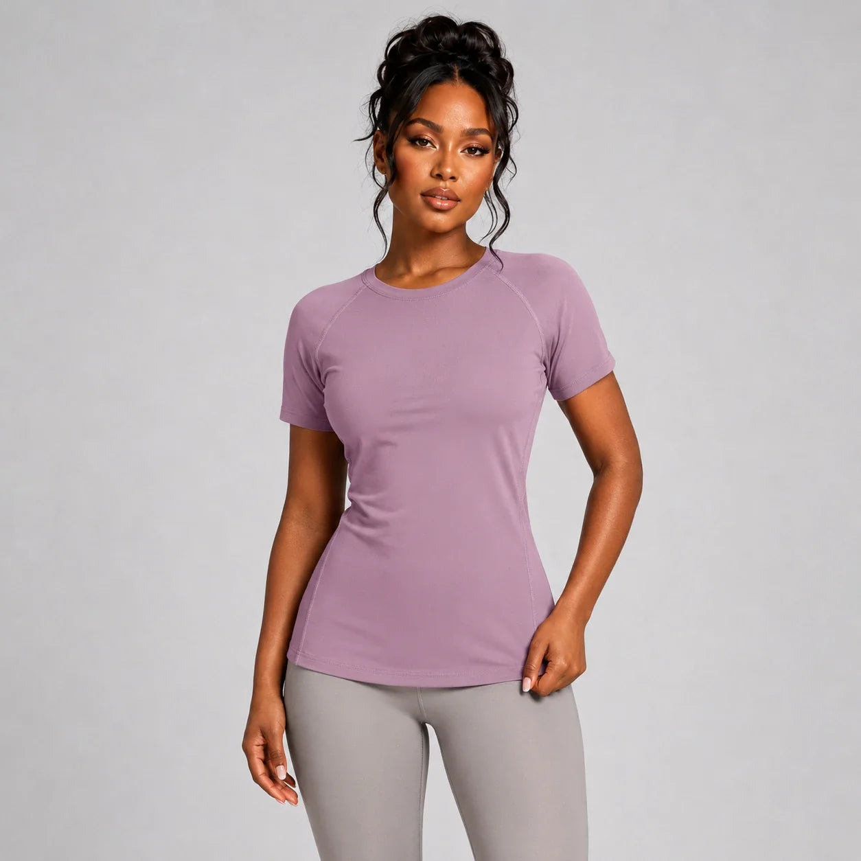 Mauve Fitted Active Tee WHD0606322-JYMD027
