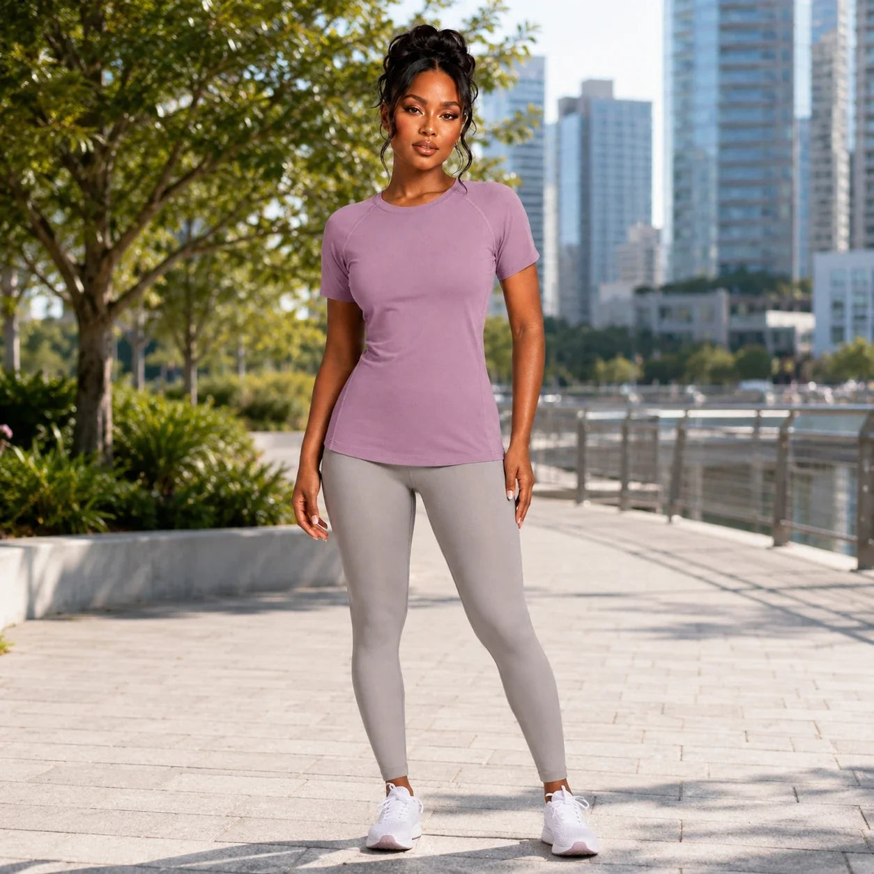Mauve Fitted Active Tee WHD0606322-JYMD027