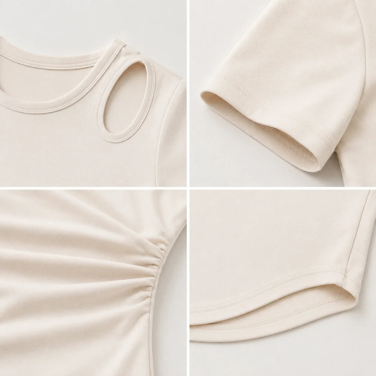Asymmetric Cutout Ruched Top WHD0606325-JYMD105