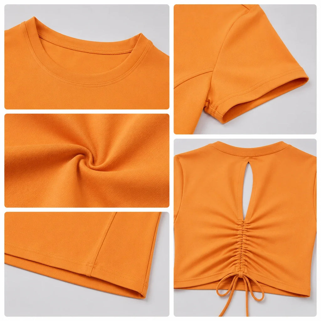 Ruched Back Crop Tee WHD0606326-JYMD112
