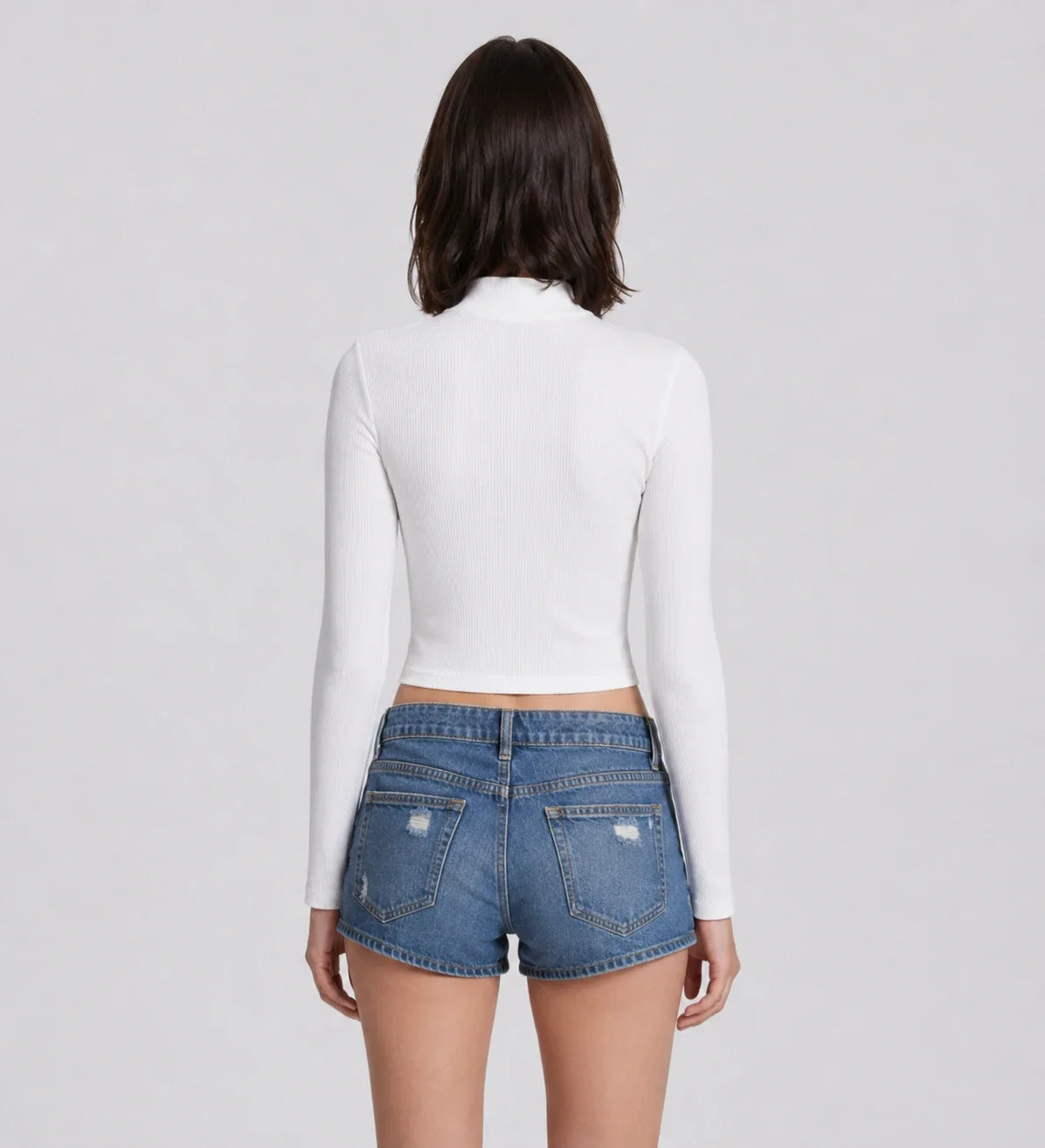 Ribbed Mock Neck Crop Top WHD0606338-JYTC015