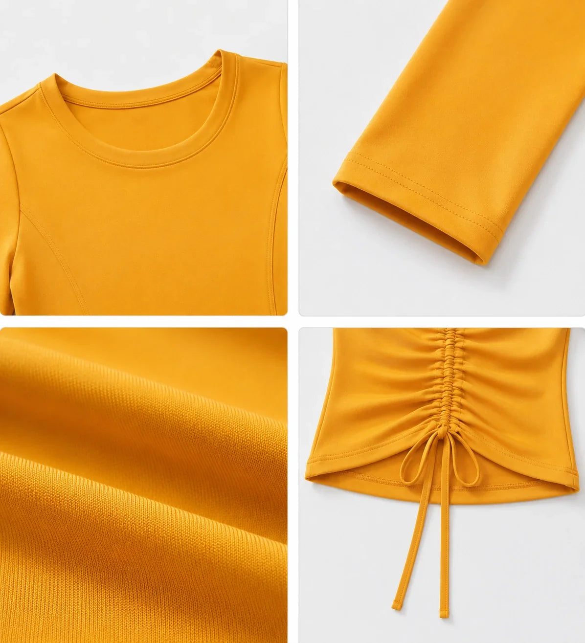 Ruched Back Long Sleeve Top WHD0606343-JYMC112