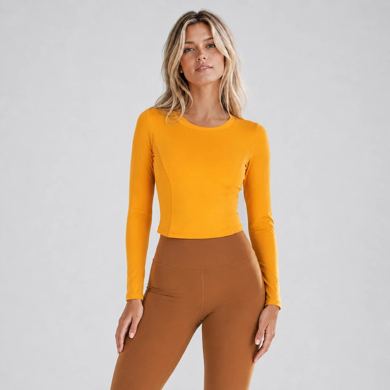 Ruched Back Long Sleeve Top WHD0606343-JYMC112