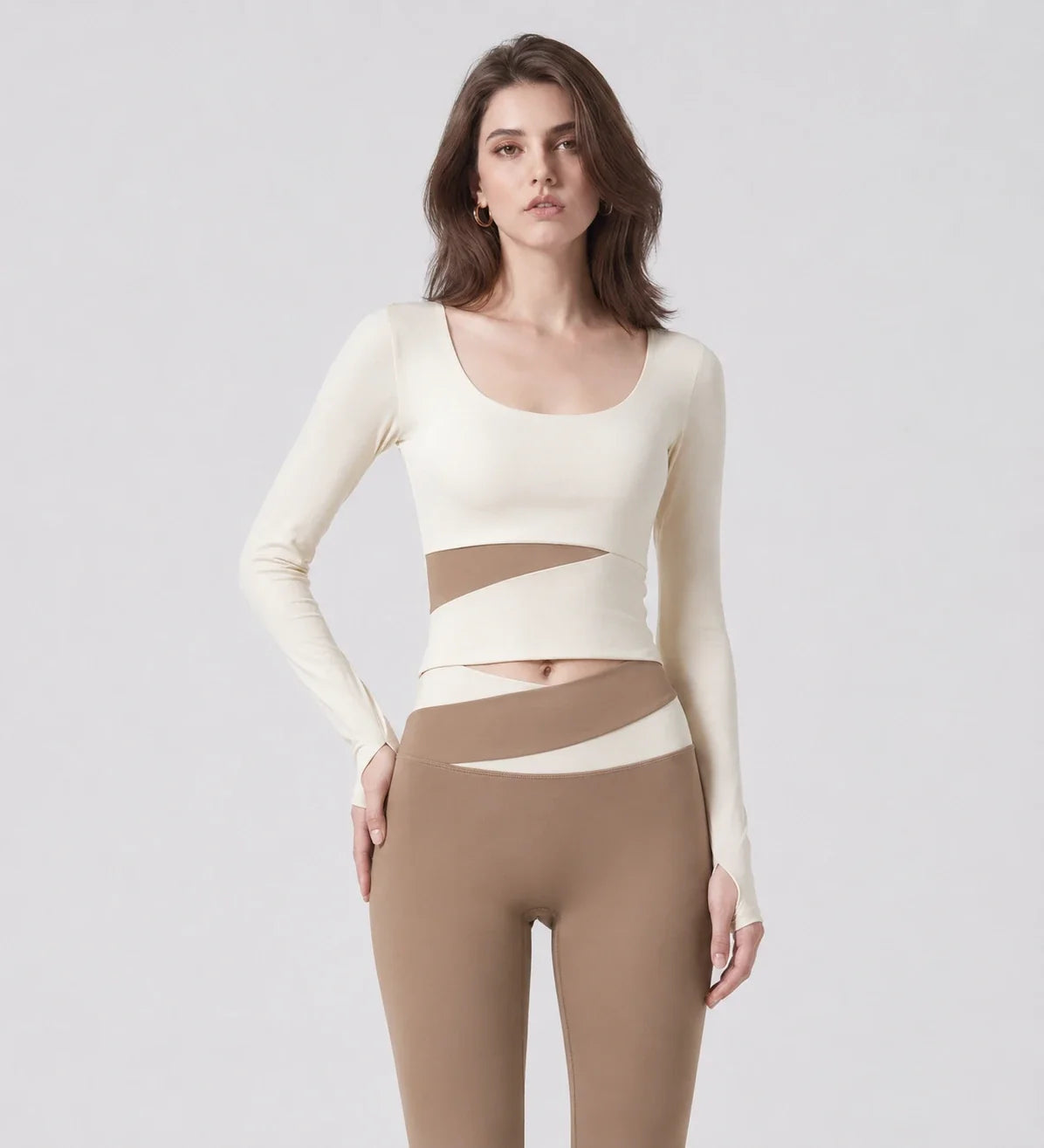 Asymmetric Cutout Long Sleeve Top WHD0606345-JYMC023