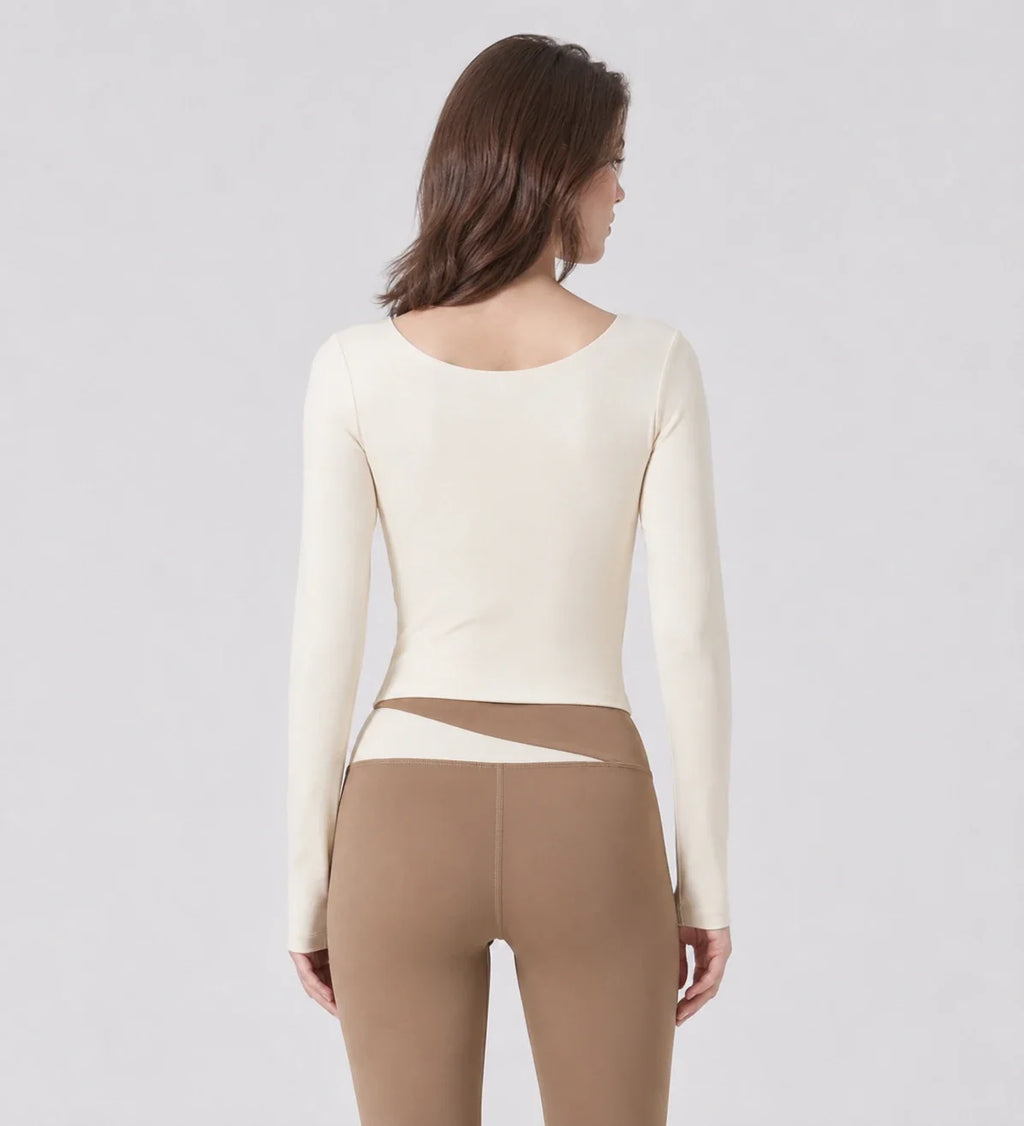 Asymmetric Cutout Long Sleeve Top WHD0606345-JYMC023