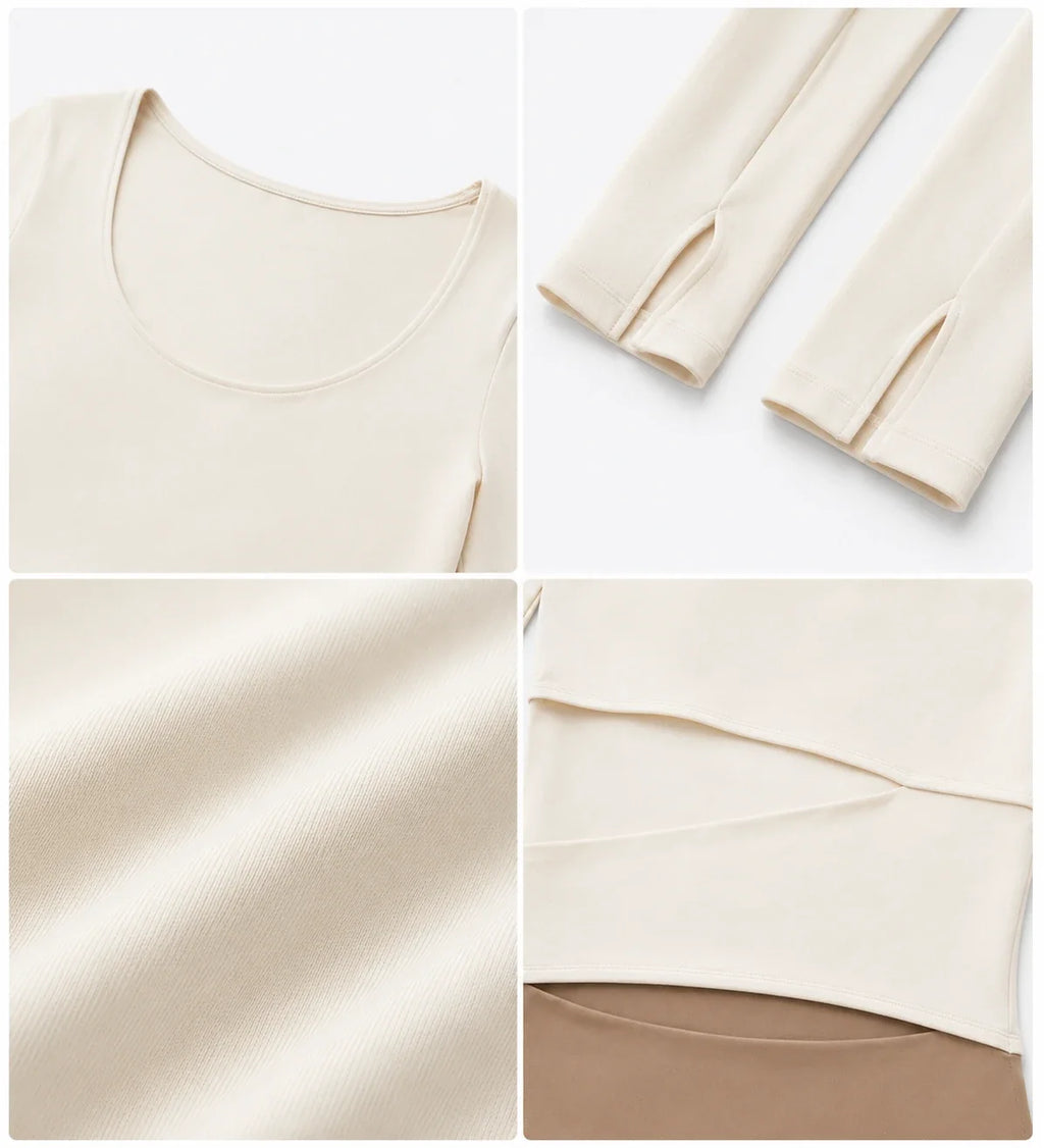 Asymmetric Cutout Long Sleeve Top WHD0606345-JYMC023
