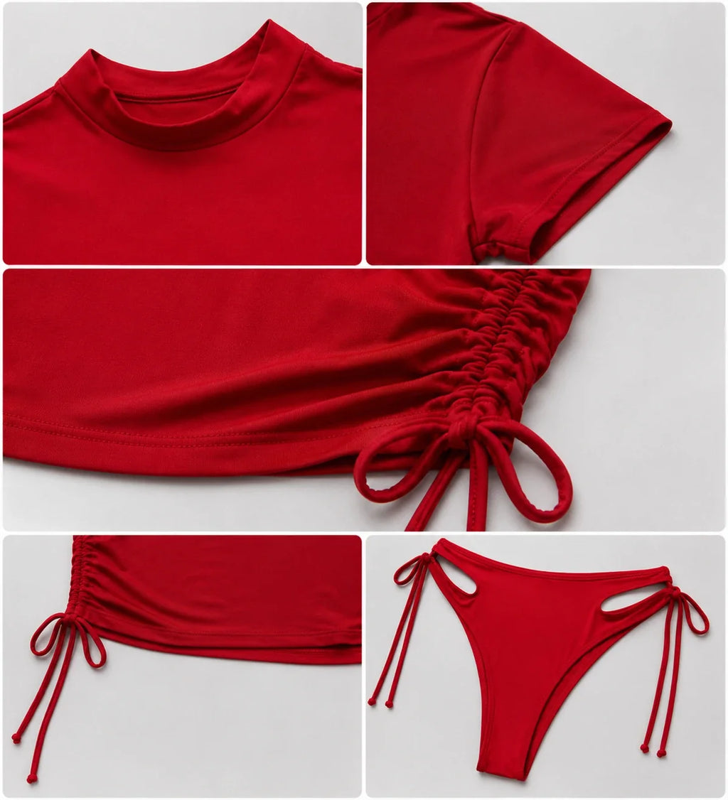 Ruched Tie Swim Set WHD0606357-KA-23117-02