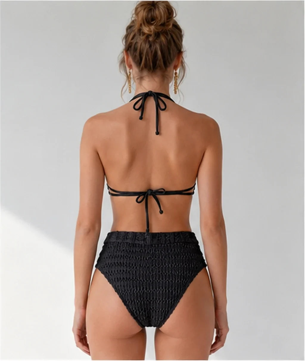 Textured Halter Bikini Set WHD0606360-KA-P273-01