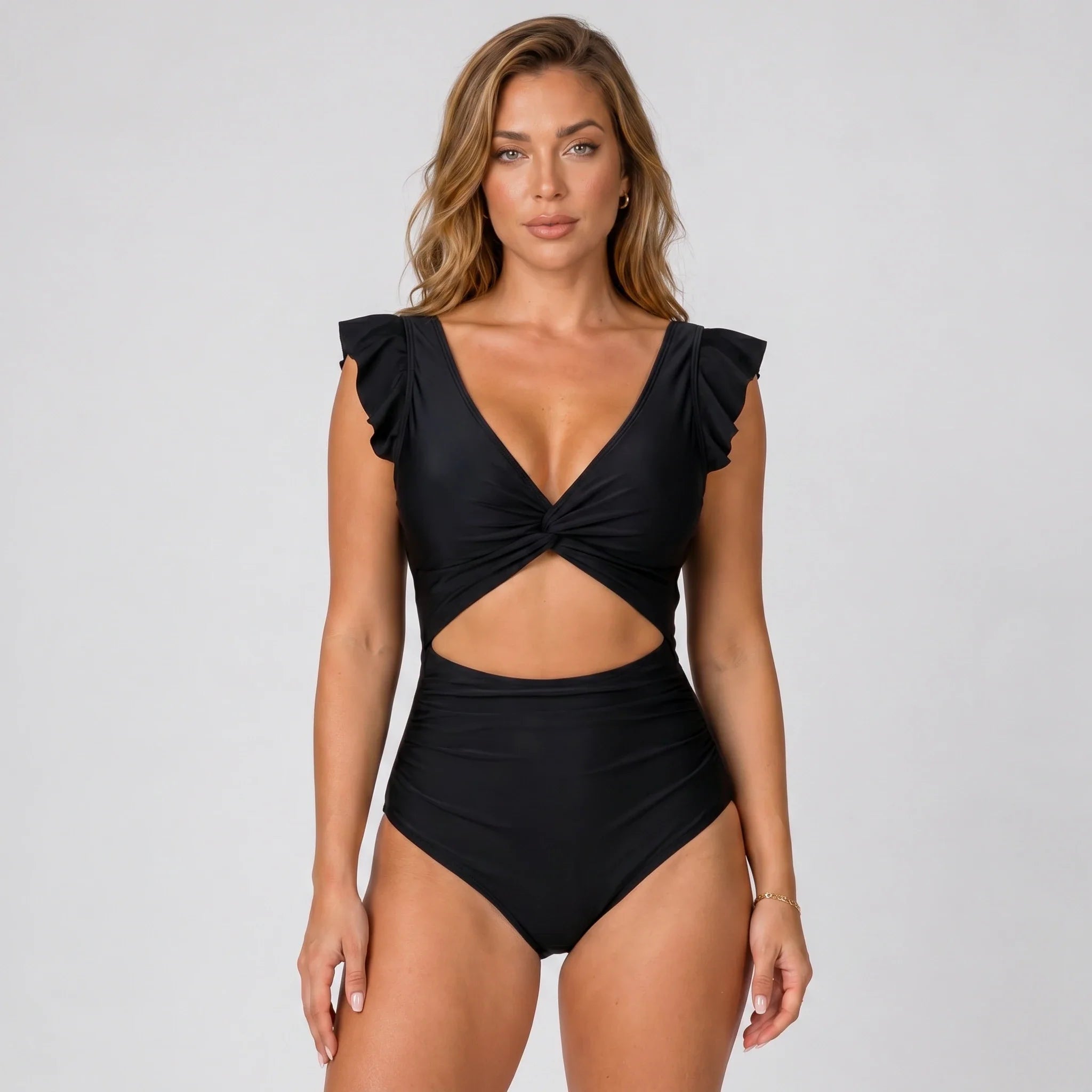 Flutter Sleeve Cutout Swimsuit WHD0606363-KA-22020-01