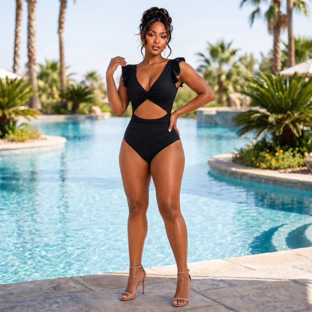 Flutter Sleeve Cutout Swimsuit WHD0606363-KA-22020-01