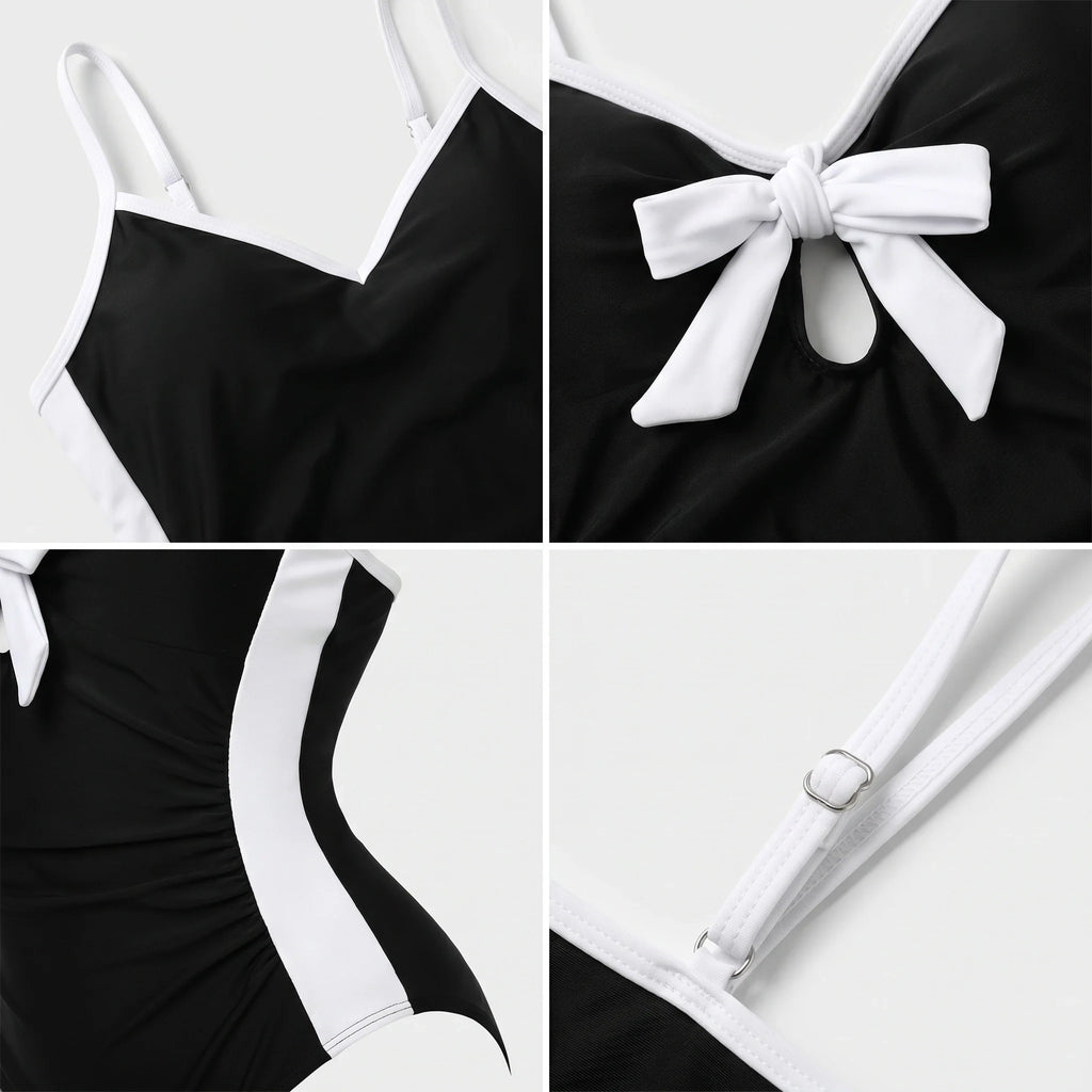 Colorblock Bow One-Piece Swimsuit WHD0606365-KA-P426-01