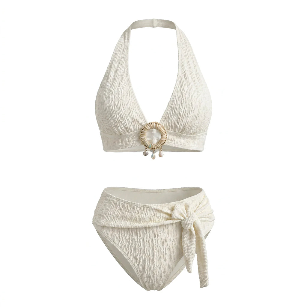 Shell Detail Halter Bikini Set WHD0606366-KA-P253-04
