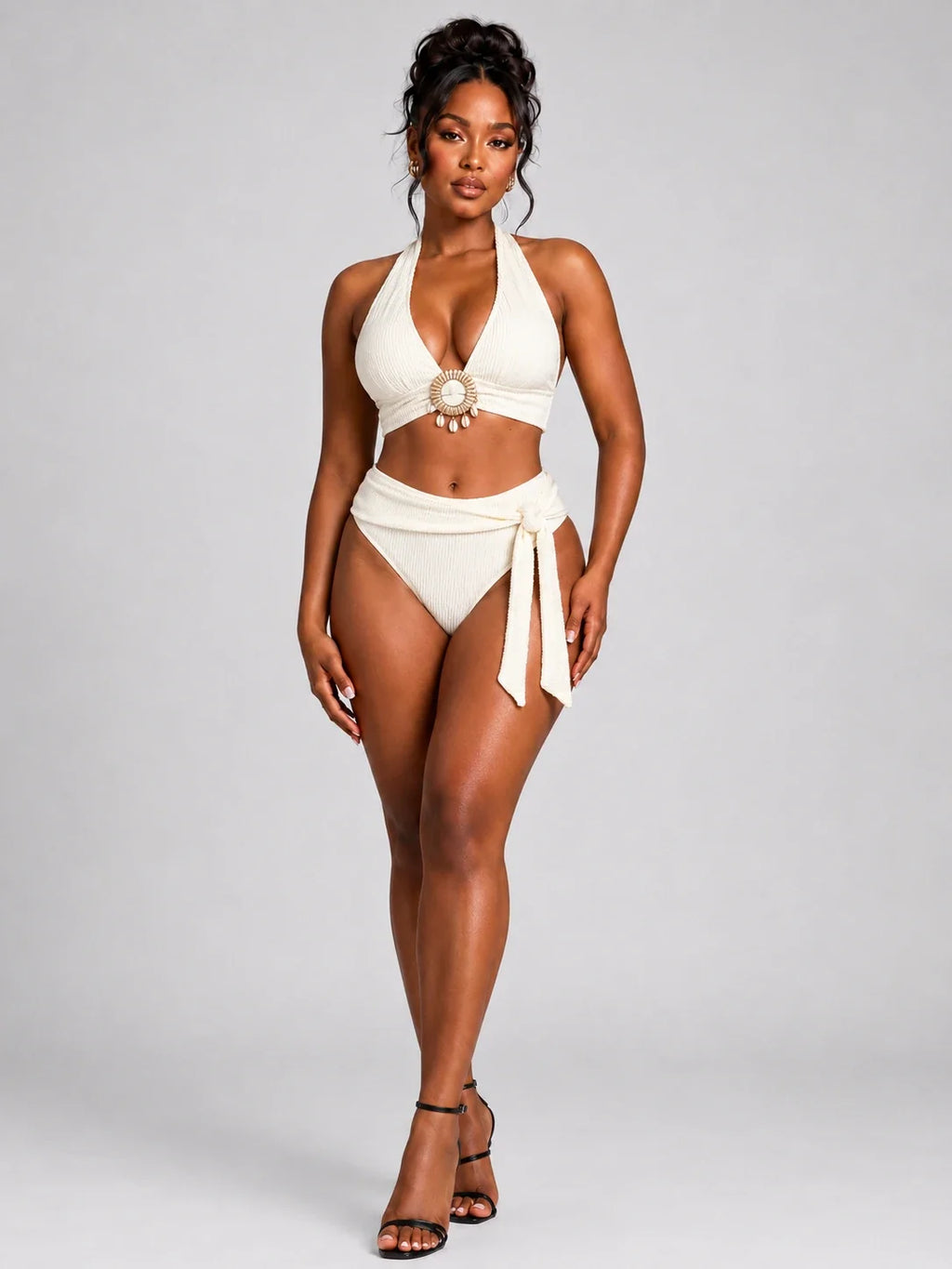 Shell Detail Halter Bikini Set WHD0606366-KA-P253-04