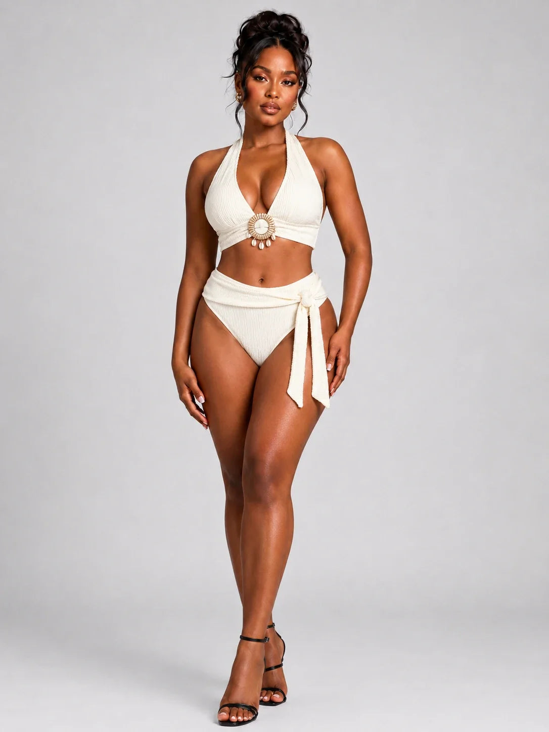 Shell Detail Halter Bikini Set WHD0606366-KA-P253-04