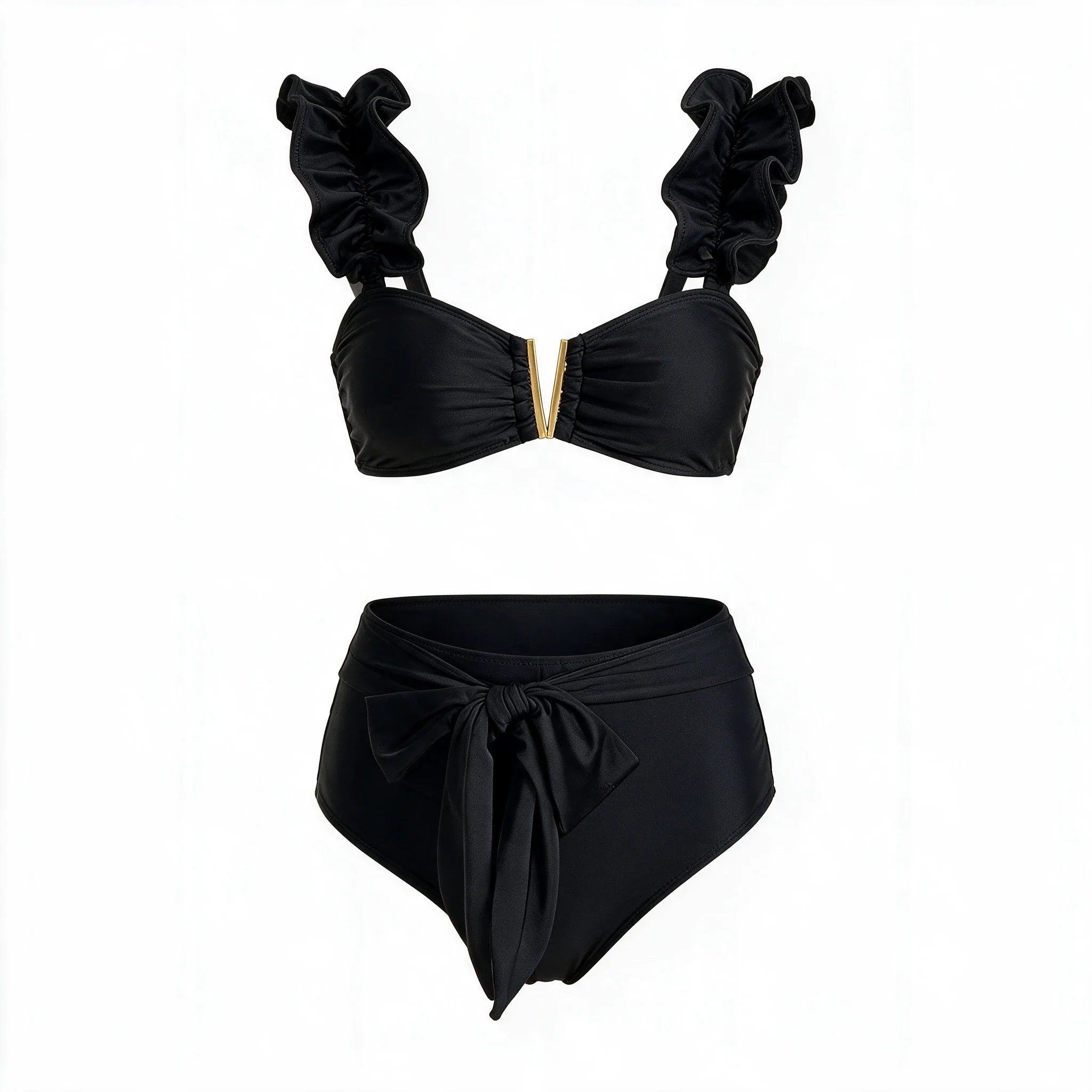 Black Ruffle Bikini Set WHD0606374-KA-P147-01