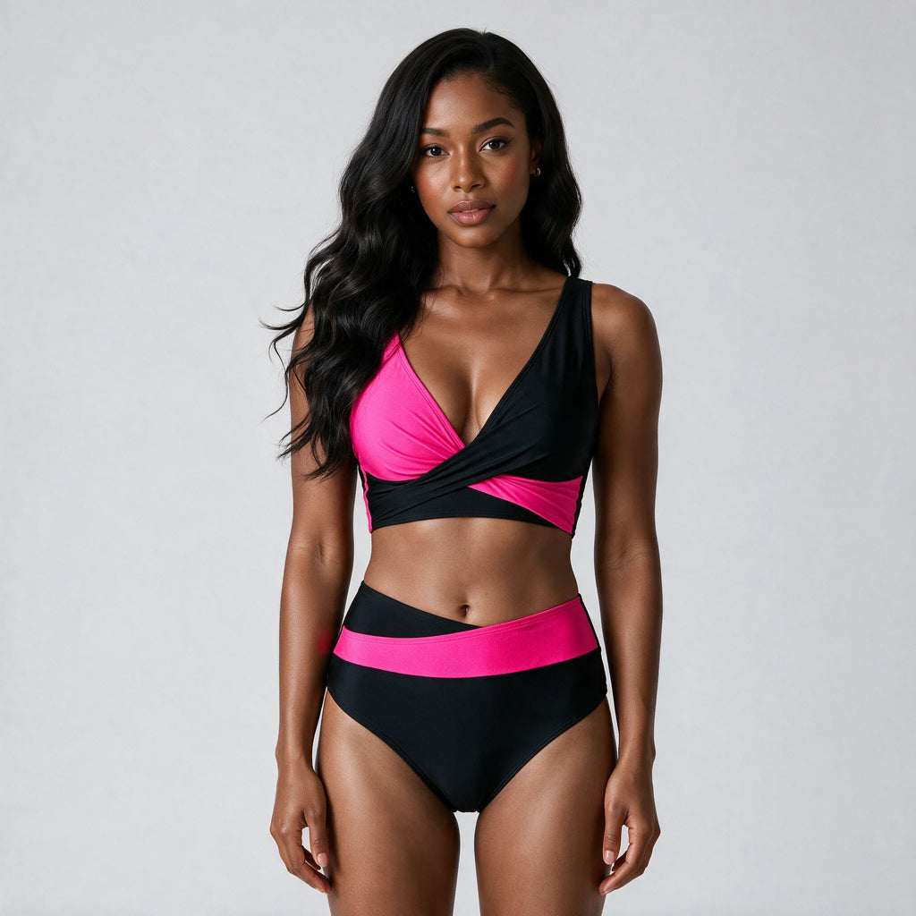 Colorblock Wrap Bikini Set WHD0606375-KA-P284-01
