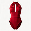 Red Keyhole Halter Swimsuit WHD0606376-KA-23122-02