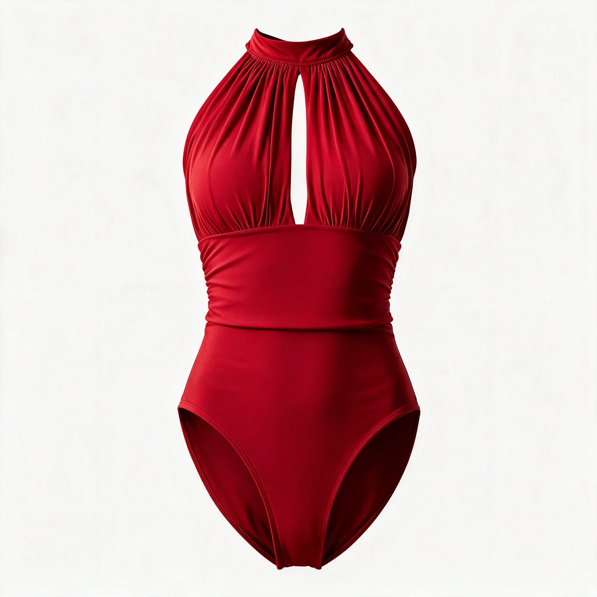 Red Keyhole Halter Swimsuit WHD0606376-KA-23122-02