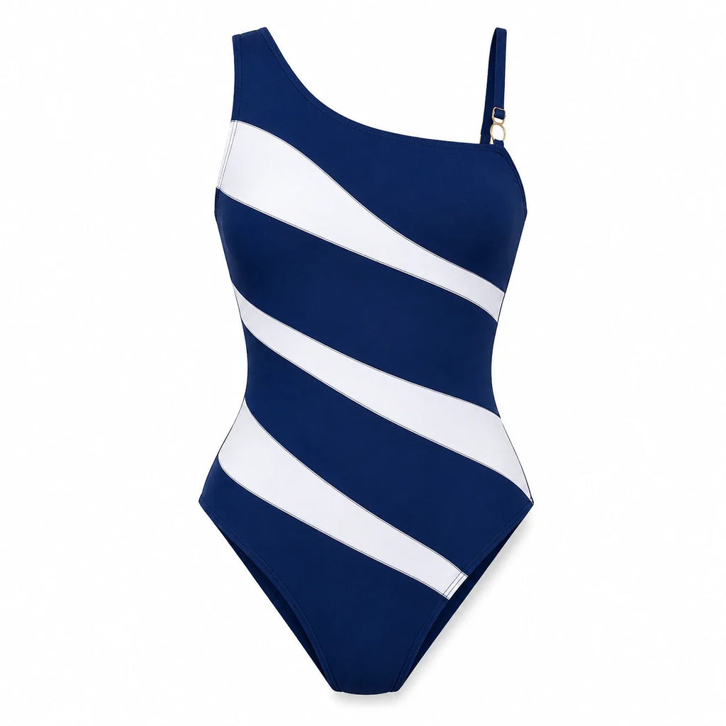 Asymmetric Stripe One-Piece Swimsuit WHD0606378-KA-P295-08