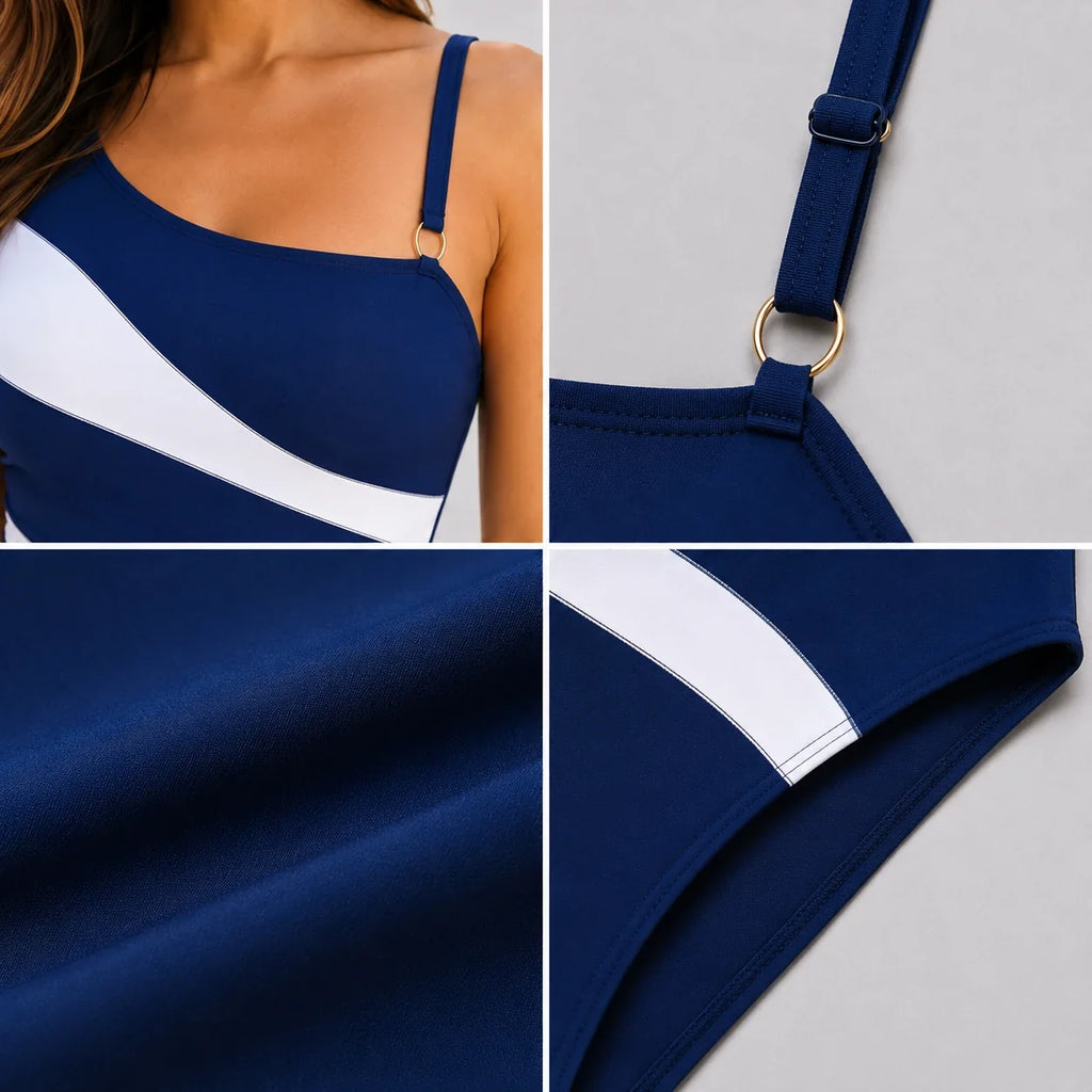 Asymmetric Stripe One-Piece Swimsuit WHD0606378-KA-P295-08