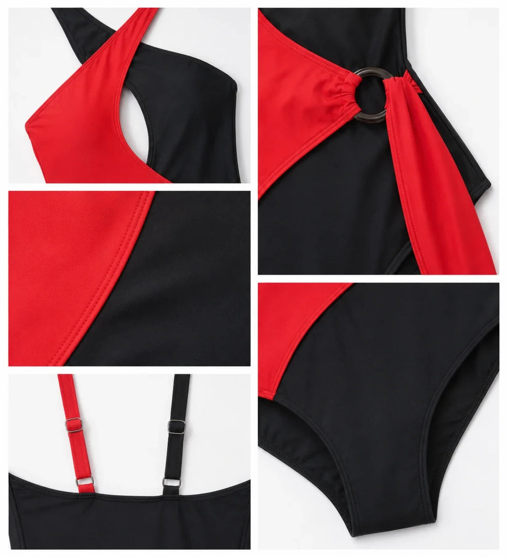 Asymmetric Colorblock One-Piece Swimsuit WHD0606379-KA-P371-01