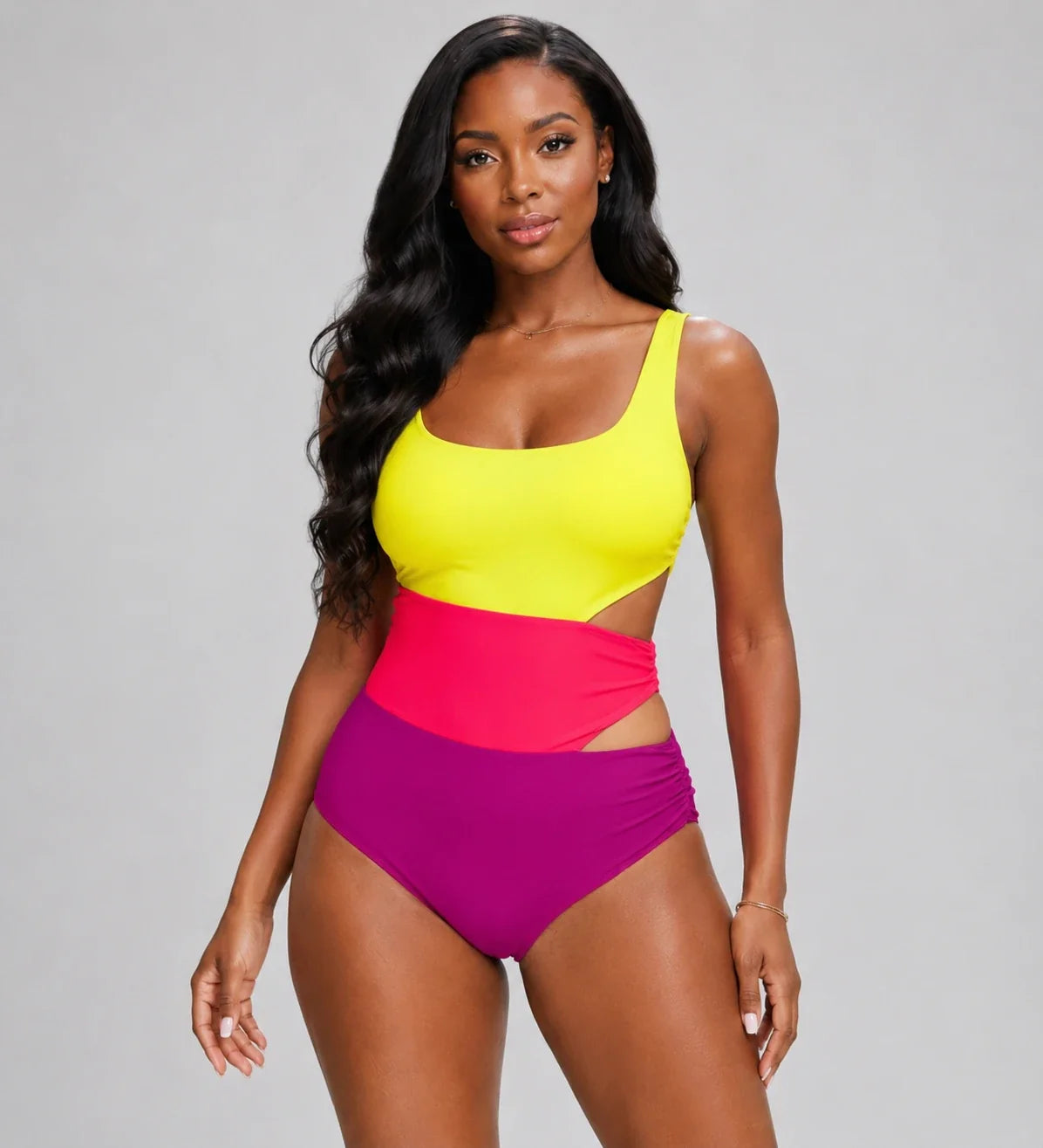 Colorblock Crisscross One-Piece Swimsuit WHD0606380-KA-P350-26