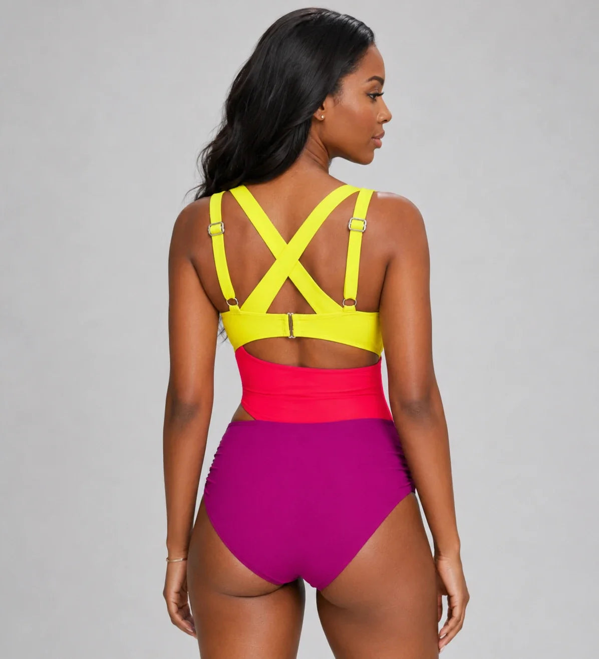 Colorblock Crisscross One-Piece Swimsuit WHD0606380-KA-P350-26