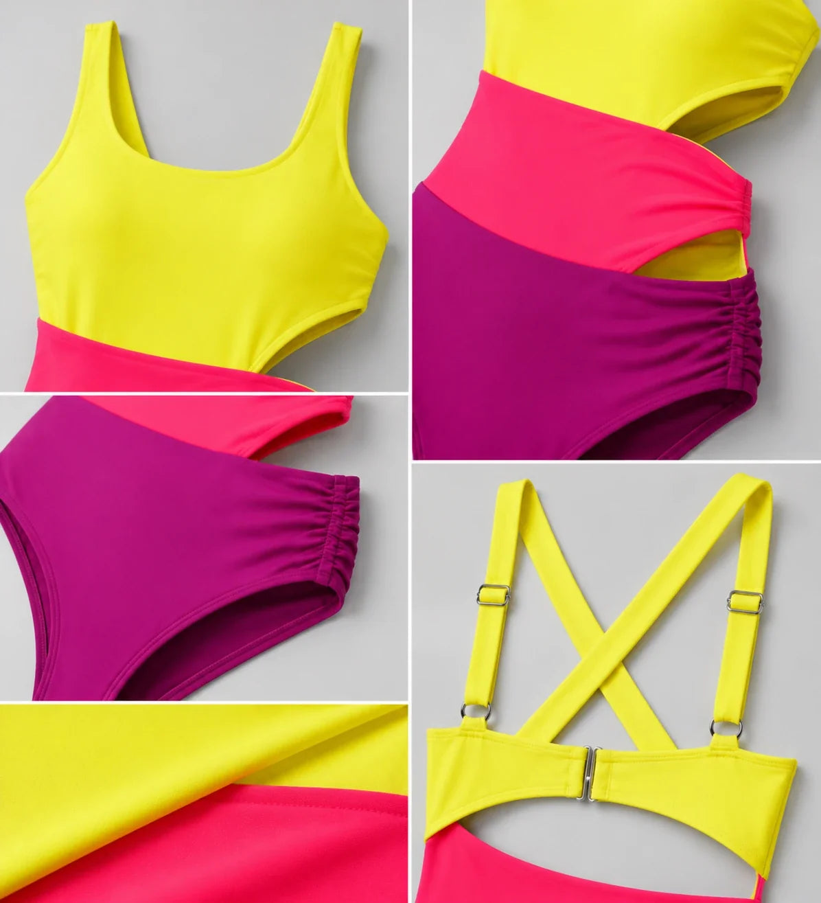 Colorblock Crisscross One-Piece Swimsuit WHD0606380-KA-P350-26