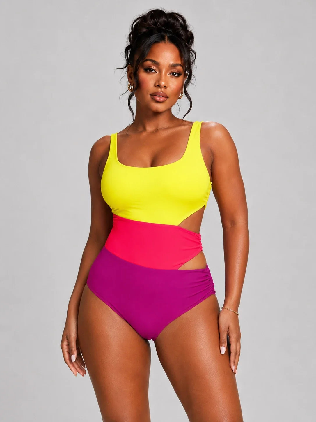 Colorblock Crisscross One-Piece Swimsuit WHD0606380-KA-P350-26