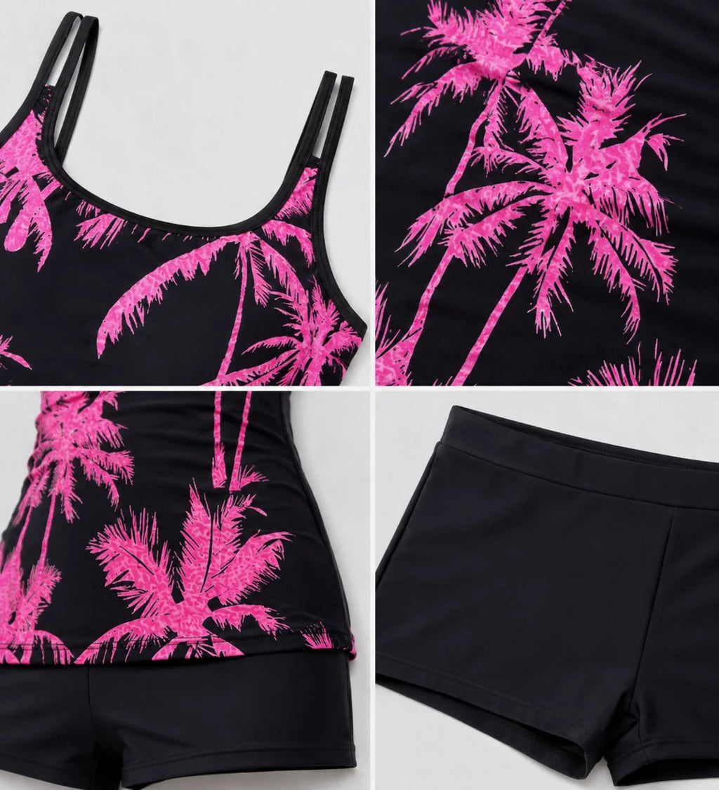 Palm Print Tankini Set WHD0606383-KA-P391-01