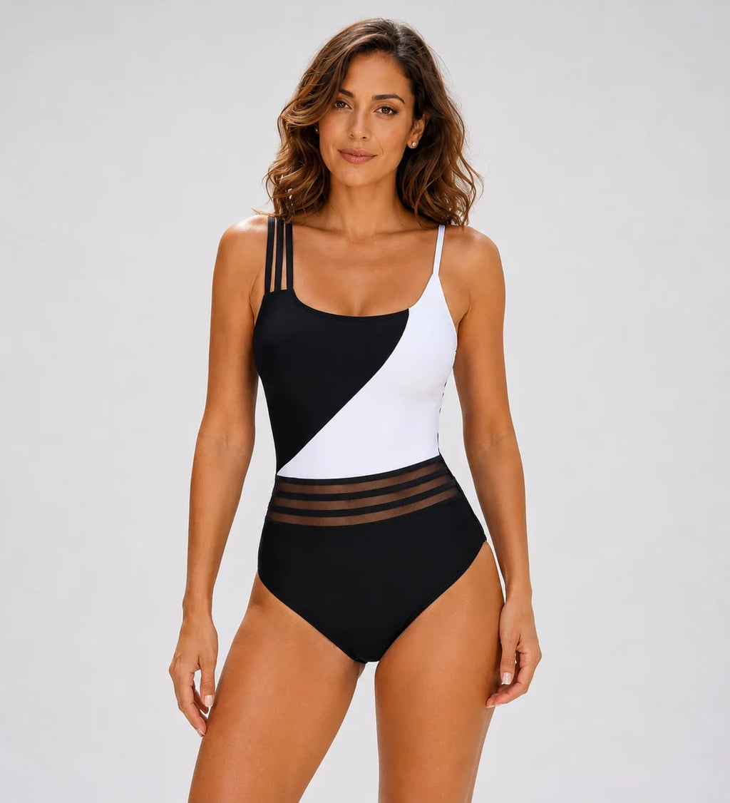 Colorblock Mesh Waist Swimsuit WHD0606384-KA-P520-01
