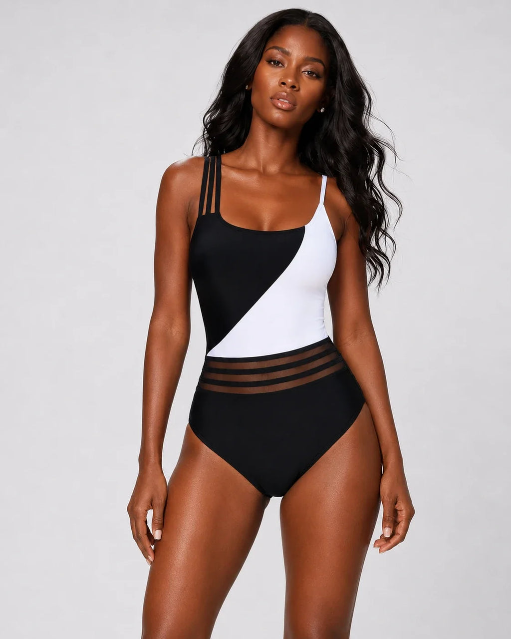 Colorblock Mesh Waist Swimsuit WHD0606384-KA-P520-01