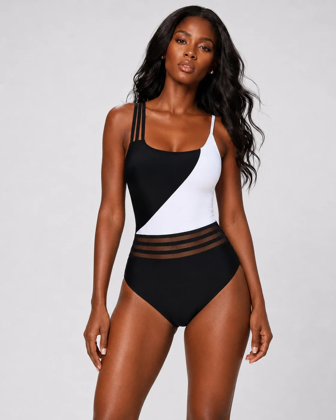 Colorblock Mesh Waist Swimsuit WHD0606384-KA-P520-01
