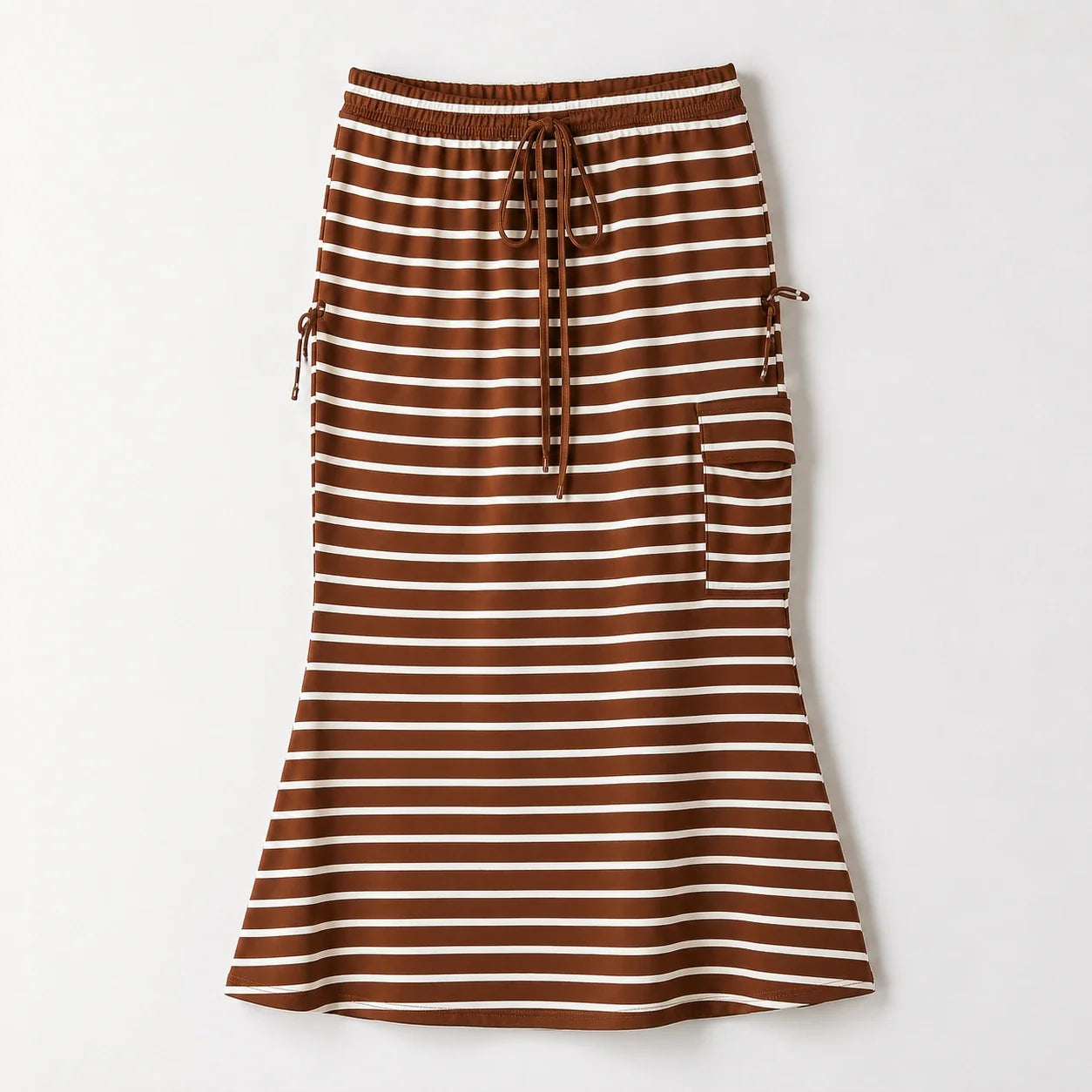 Striped Drawstring Maxi Skirt WHD0606388