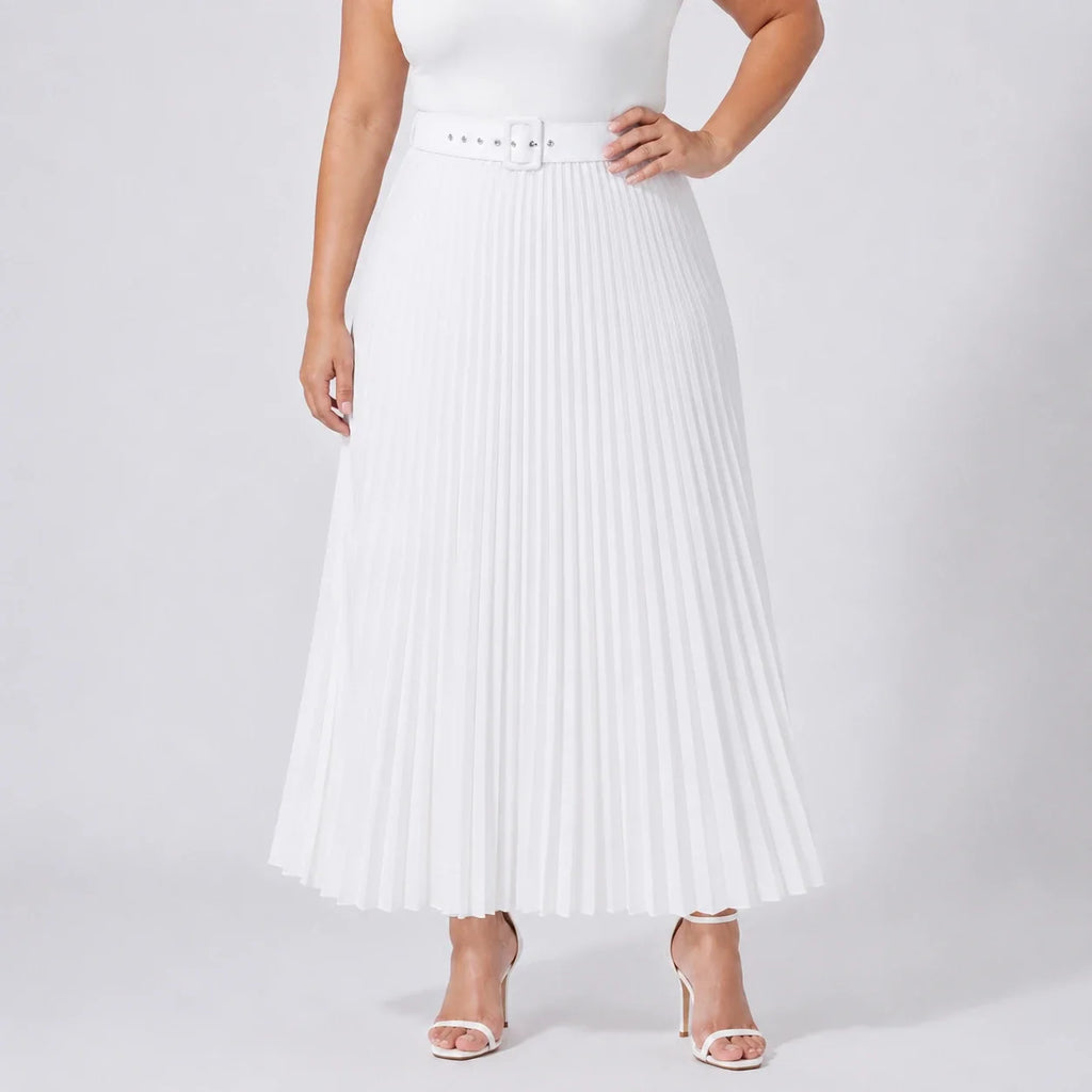 Belted Pleated Maxi Skirt WHD0606390